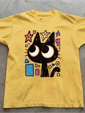 Yellow Cat Graphic Tee Gildan Heavyweight T-shirt